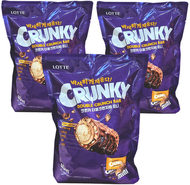롯데 크런키 더블 크런치바 855g, 3개