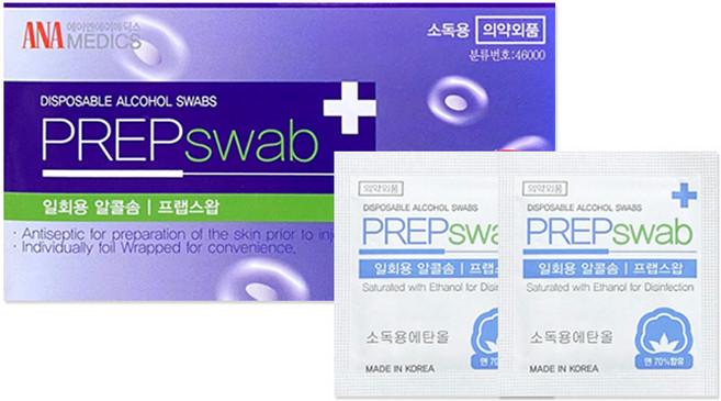 일회용 개별포장 ANA 목화솜70% 일회용 알콜솜 프랩스왑 100매입, 1개