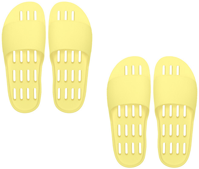 페이퍼플레인 논슬립 경량 발등낮은 실내화 베란다슬리퍼 욕실화 PP1570-1 1+1, 2세트, 옐로우