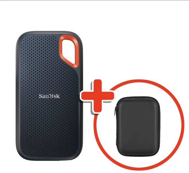 샌디스크 외장 SSD E61 익스트림 포터블 대용량 고성능 + 파우치 케이스, 블랙, 4TB