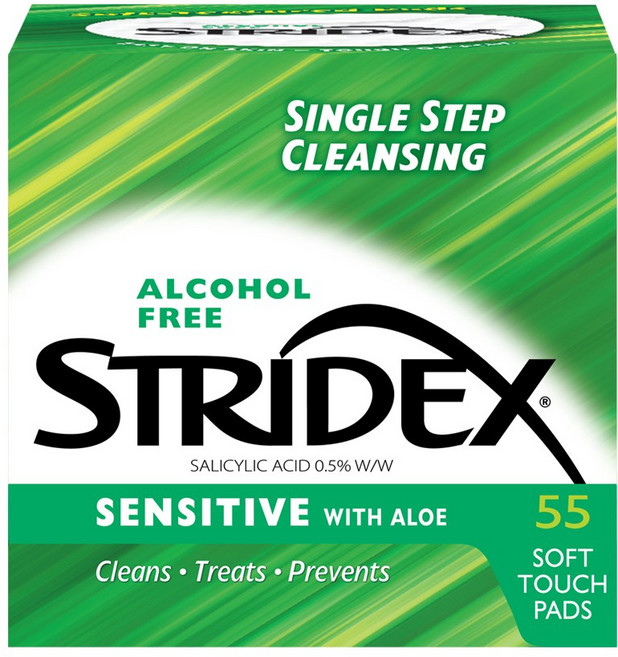 Stridex 센스티브 패드 55매 핌플 모공 각질 블랙헤드 피지제거 클렌징티슈, 1개, 55매입