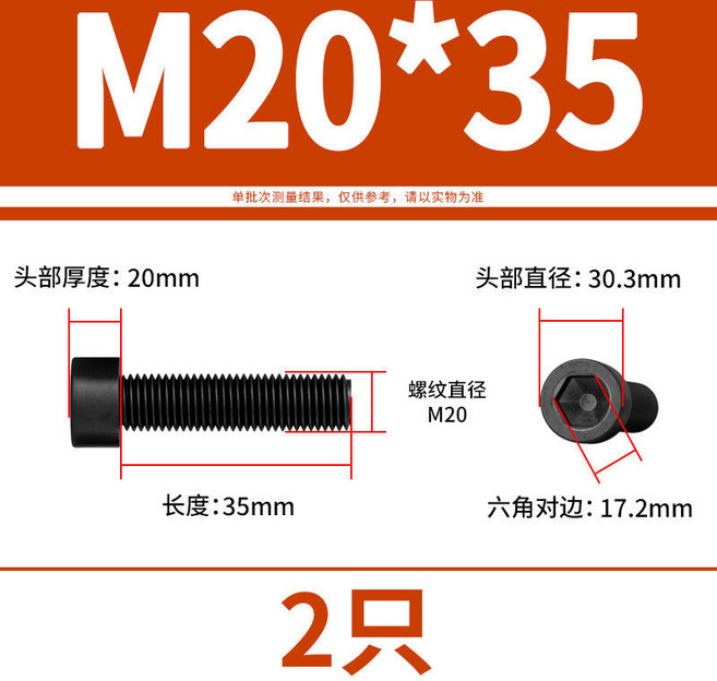 威奈 8.8級 高強度杯頭內六角螺栓 M5*35 50顆, 1個, M20*35(2只