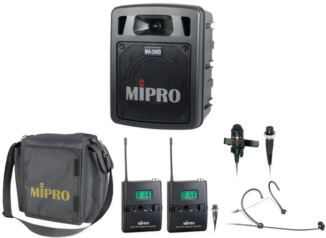 MIPRO MA-300D 雙頻 無線擴音機, 無分色(含收納包), 1箱, 配1組耳掛+1組領夾麥克風