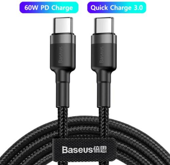 베이스어스 Baseus 고속 충전 4.0 충전기 타입 C 케이블 100W USB to C타입 60W USBC PD 코드, 60W Gray Black_1m, 없음, 1m, 1개