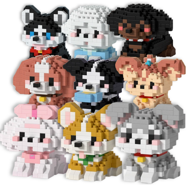 [나노킹-감성블럭] 반려 동물 나노블럭 DN058, 9개, 강아지