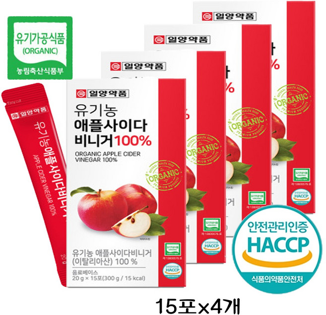 유기농 애플 사이다 비니거 100% 애사비 스틱, 20g, 60개