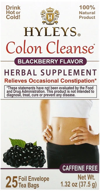 Hyleys Tea Colon Cleanse 블랙베리 티백 25개입 37.5g(1.32oz), HyleysTeaColonCleanse블랙베리티백25개, 1개, 25개, 1.5g - 쿠팡