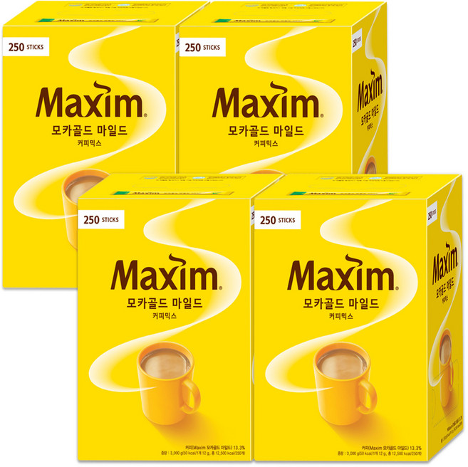 맥심 모카골드 커피믹스 250T, 12g, 250개입, 4개