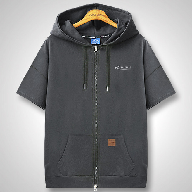 블루포스 BG바럿티 반팔 후드집업 캐쥬얼 오버핏 티셔츠 투웨이 지퍼 남여공용 [국내생산]