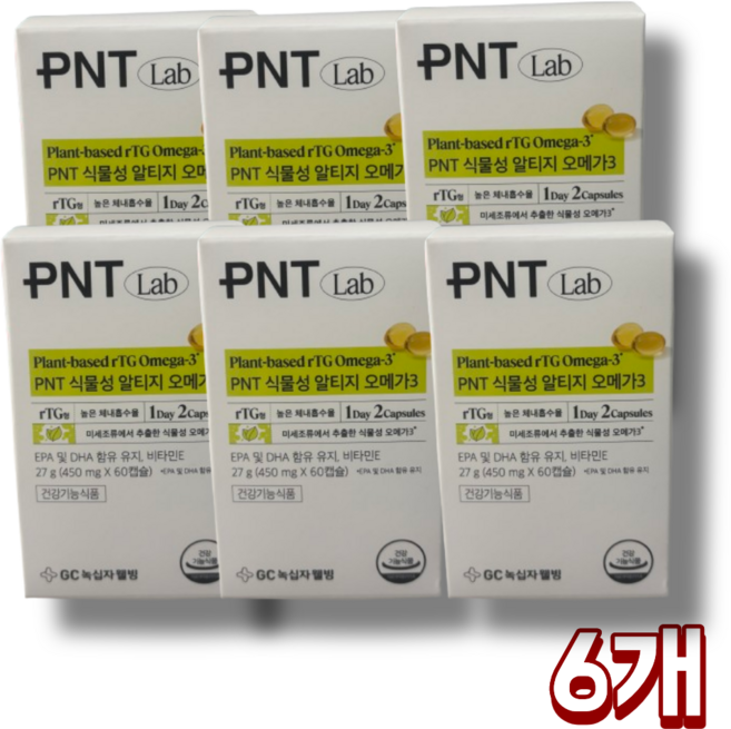 GC녹십자웰빙 PNT 식물성 알티지 오메가3, 60정, 6개