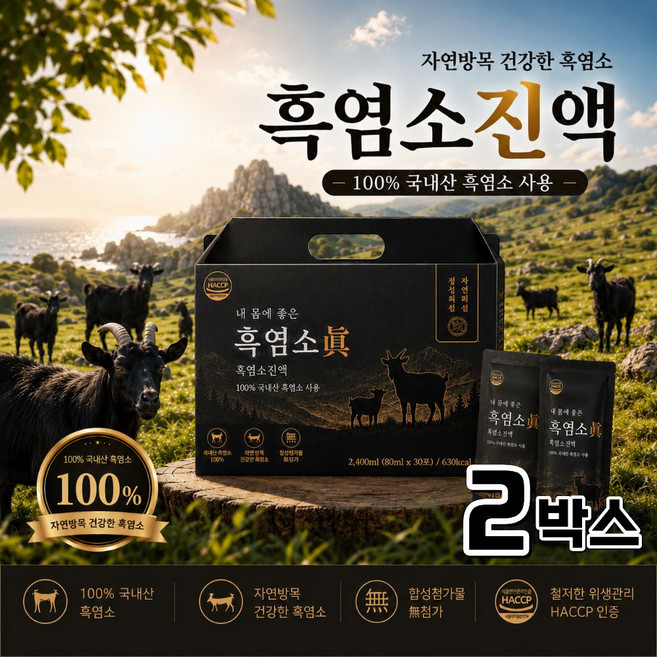옥가네 100% 국산 흑염소 진액 / 12세트구매시 홍성호 울릉도 마가목 흑염소진액 사은품, 2세트, 80g