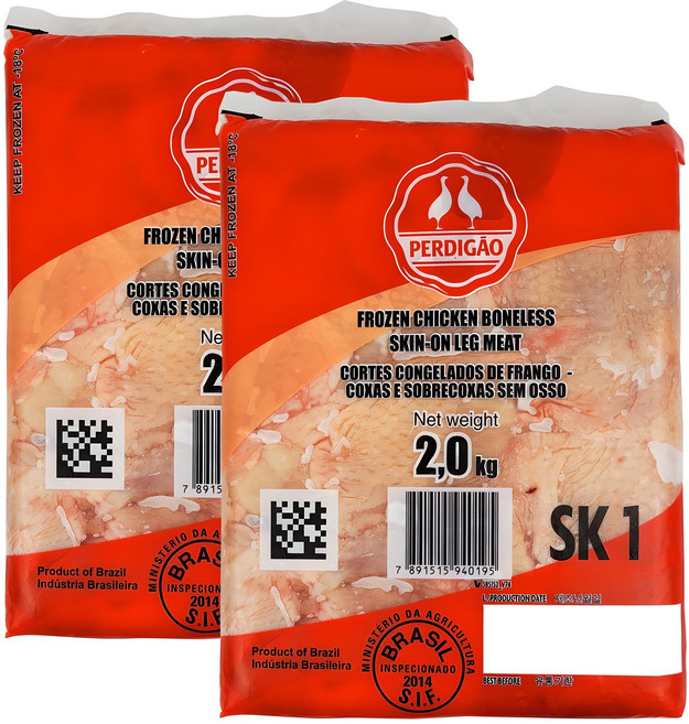 닭정육 2k+2k 2봉 순살정육 뼈없는 닭다리살 브라질정육 아이스박스포장, 2kg, 2개