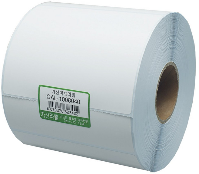 가산라벨 아트지 100X80mm 지관40mm 바코드 롤라벨 스티커(700장) GAL-1008040