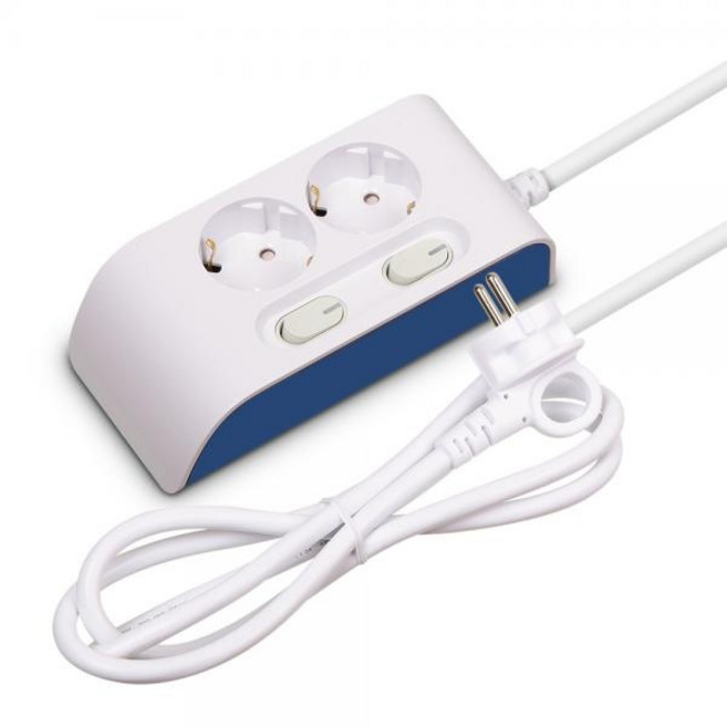 (현대일렉트릭) 하이탭 스위치 멀티탭 네이비 (2구/16A/개별) (1.5m), 1개, 1.5m