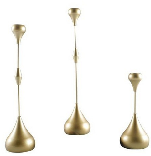 캔들홀더 양초 거치대 인테리어 분자구조 티라이트홀더 미니홀더 철제 불멍 초받침, 물방울 촛대 골드 3개 세트