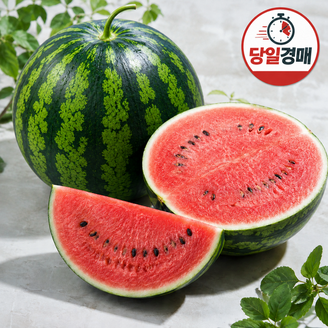 [당일경매] 자연그대로 고당도 가정용 수박 7kg이상 9kg이내 당도선별 12brix이상, 1개, 7-9kg 내외