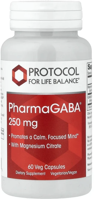 메이커제품입니다 Protocol for Life Balance PharmaGABA® 마그네슘시트레이트 함유 250mg 베지 캡슐 60정 좋은효과를 보실수있습니다, 1개 - 쿠팡