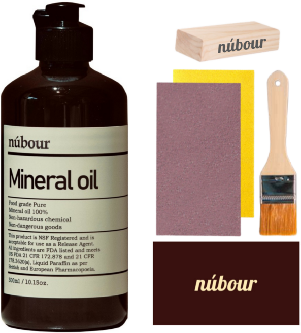 누보어 나무 도마 라탄 관리 오일 키트 (오일+사포+브러쉬), 베이직 키트B, 1개