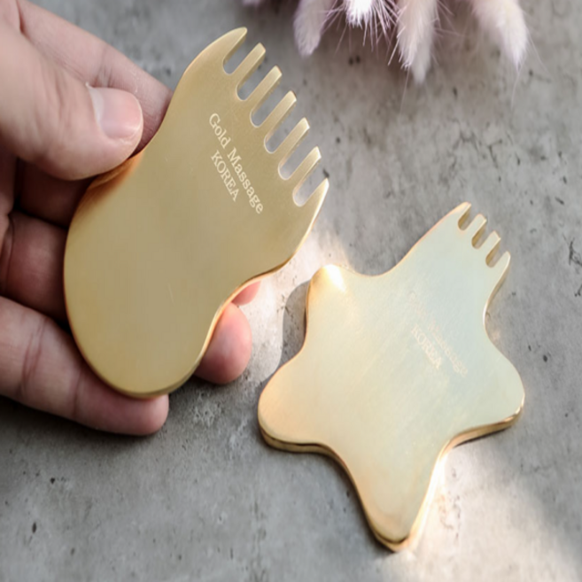 괄사 마사저 종아리 휴대용 갈사 괄사기 얼굴 경락 기구 마사지 크림 처진 볼살 리프팅 황금 도금 맛사지 순환 1+1, 1개