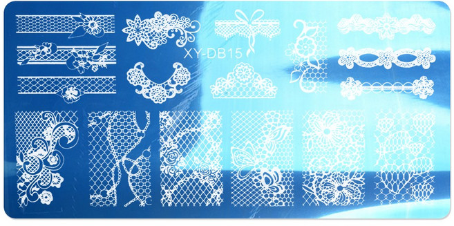 네일 스탬프 플레이트 레이스 망사패턴 XY-DB15, 1개, 네일플레이트 XY-DB15