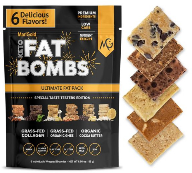 MariGold 초콜릿 쿠키 마리골드 케토 지방 폭탄 칩 도우 저탄수화물 콜라겐 풍부 목초 버터 코코아 글루텐 프리 비변형 2개 봉지 각각 5인분 이상한 뒷맛 없음, 6가지 맛 샘플러, 1팩, 1개