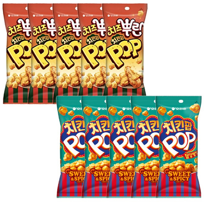 오리온 치즈뿌린 치킨팝+닭강정맛 5개씩, 65g, 10개
