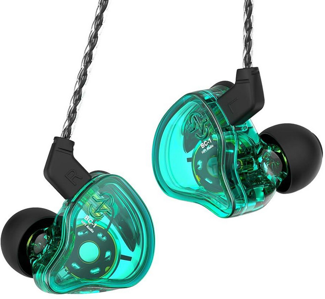 CCZ Yinyoo 멜로디 인이어 이어폰 마이크 이어 모니터가 없는 헤드폰 유선 이어버드 IEM HiFi 베이스 1DD 1BA 핀 음악가 가수 스테이지용 4N OF, 마이크 포함, normal, 초록색