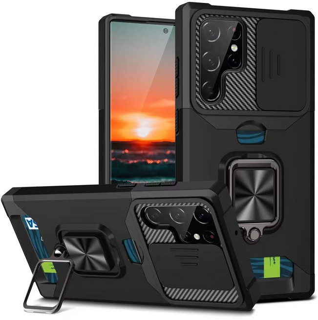 갤럭시 노트20 울트라 마그네틱 거치대 링 카드수납 슬라이드 카메라렌즈보호 하드 케이스 PC22