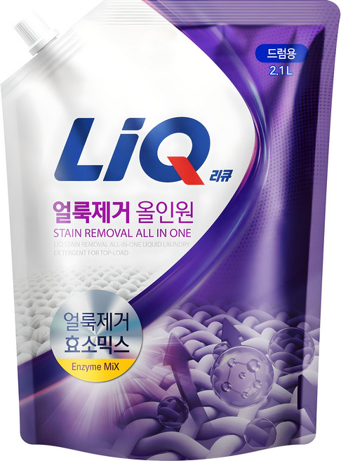 리큐 얼룩제거 올인원 드럼용 액상세제 리필, 2.1L, 1개