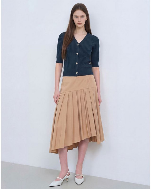 데코 피테라 언발 플리츠 스커트-DCWHC3701W