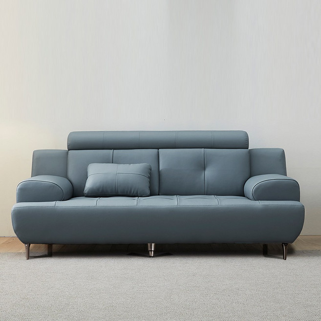 보루네오 엘리브 센트 3인용 가죽 쇼파 + 카우치 스툴 ss003-1, 딥블루