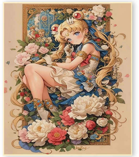 슈슈보석십자수 즐거운 취미 캐릭터 도안 40X50 패브릭형, N03, 1개