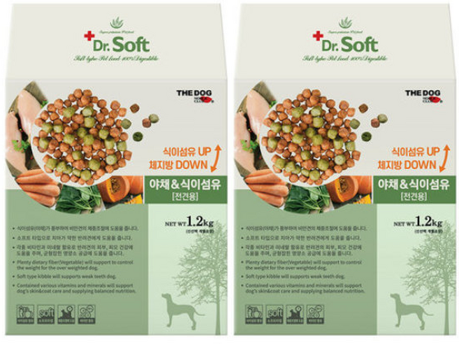 더독 노련견용 닥터소프트 장건강 소프트사료, 닭, 1.2kg, 2개