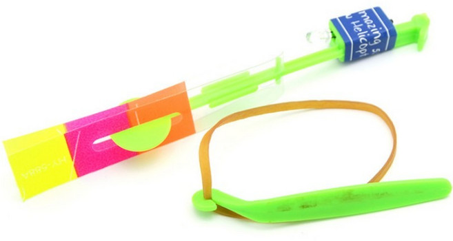 發光竹蜻蜓 單閃 藍光 LED 彈射 彈力飛箭 發光飛碟 口哨 彈弓, 3個, 【GN224A】小直柄款