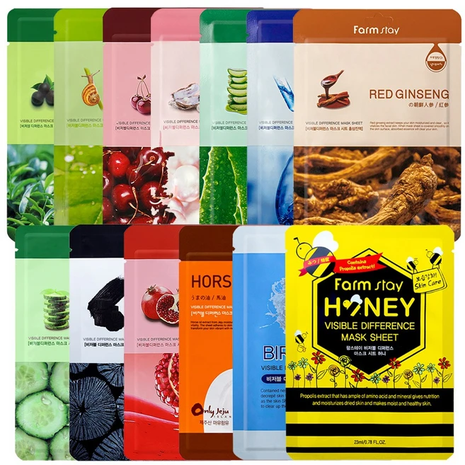 팜스테이 팜스테이 비저블 디퍼런스 마스크 10매+10매, 01_그린티10매, 03_아세로라10매, 23ml - 쿠팡