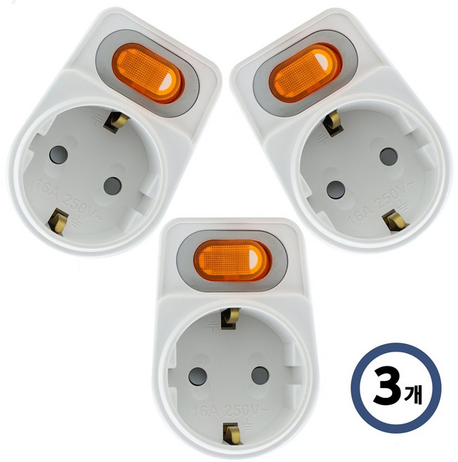 IT 다조아 1구 탭 절전형 멀티 스위치 (3개), 3개, 흰색, 7cm