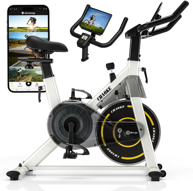 실내 자전거 운동기구 가정용 저소음 스핀 바이크 ZWIFT연동/조립간단/120분사용, 5년, 노랑, 520B