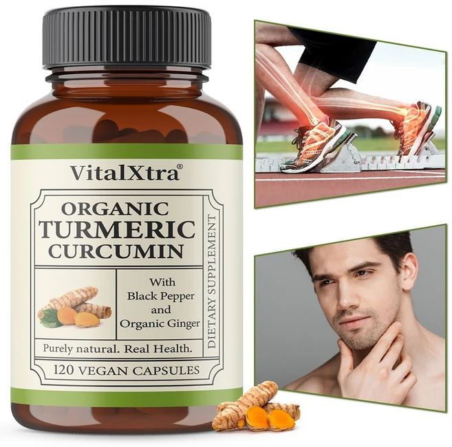 유기농 커큐민 보충제 - 95% 표준화된 커큐민 추출물 후추와 생강 함유 - 고흡수 항산화 관절 및 면역 건강 지원, 1개, 60회분 - 쿠팡