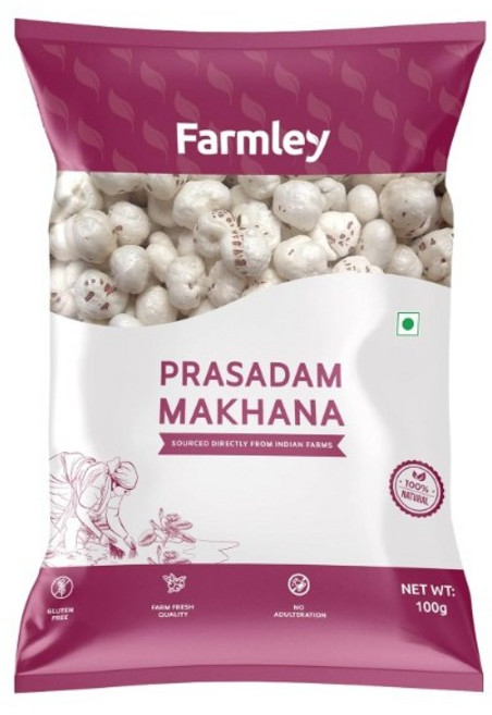 인도 Farmley Prasadam Makhana Fox Nuts 폭스너트 100g 빅사이즈 풀 마카나 인도 스낵, 1개