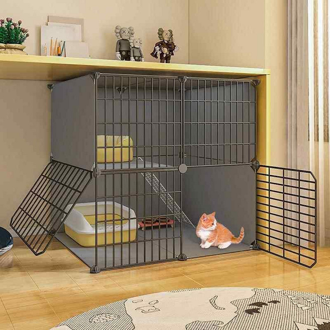 애견 케이지 실내 중형 견사 켄넬 격리장 야외 펜스, 1개, [설치 도구+1단 도어 버클+케이지]