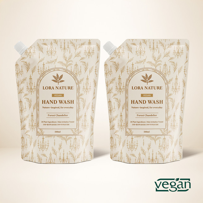 로라네이처 비건 버블 핸드워시 500ml 리필, 포레스트 샹들리에향, 2개