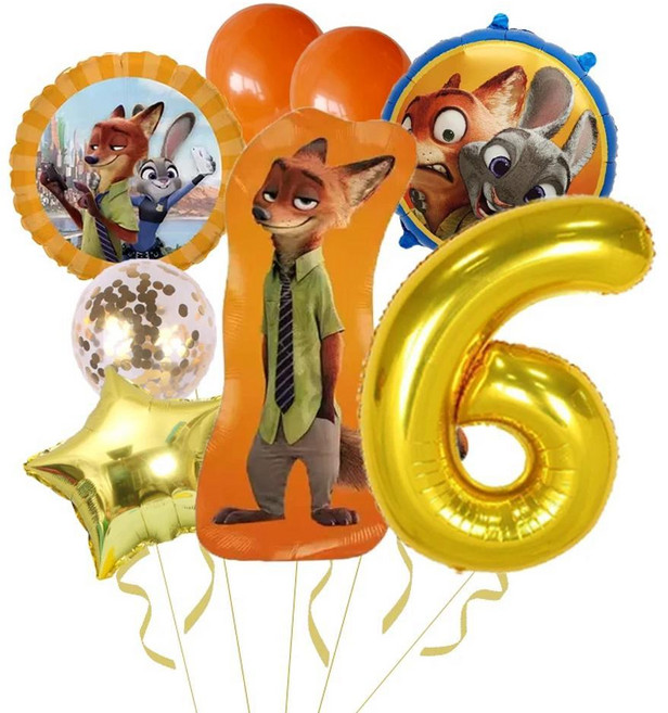 주토피아 호일 숫자 풍선 애니메이션 영화 주디 토끼 생일 파티 장식 샤워, 1개, 색상: 33. C6 / 풍선 크기: A. 1pack