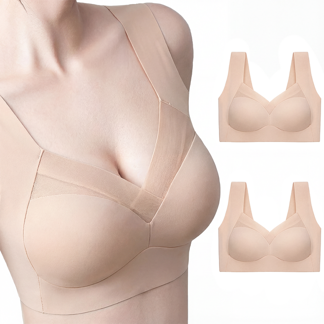 꿀쥬 빅사이즈 노와이어 심리스 브라 2p