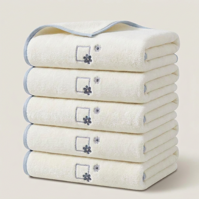 상덕 프리미엄 코마사 호텔수건 세면타월 부드러운 고흡수 보풀없는 타올 5장세트, 아이보리, 5개