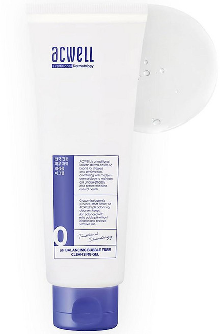 ACWELL pH 밸런싱 버블 프리 하이드레이팅 페이셜 클렌징 젤 140.2ml(5.4온스) - 민감한 피부용 히알루론산 및 감초 추출물 피부 보습을 위한 거품 없는 클렌저