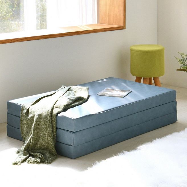 미라클침구 레자 3단 접이식매트리스, 3단 디럭스 (HR) 레자 다크블루, 8cm