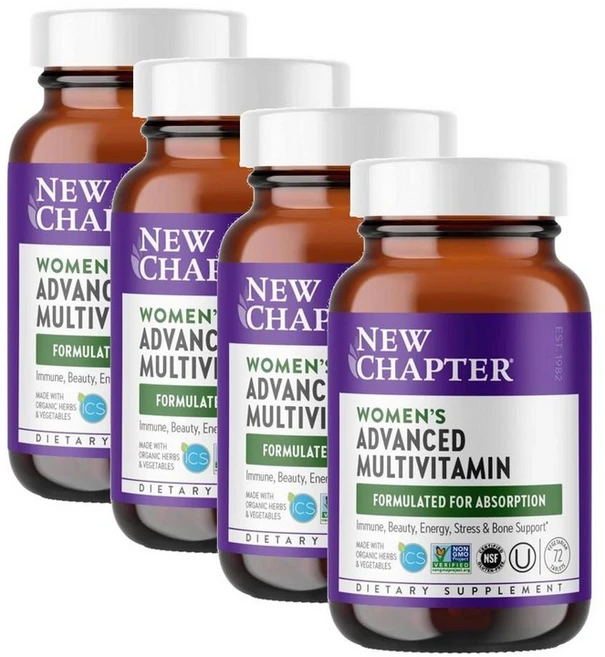 뉴챕터 우먼 어드밴스드 멀티비타민 New Chapter Women Multivitamin Fermented, 4개, 72정 - 쿠팡