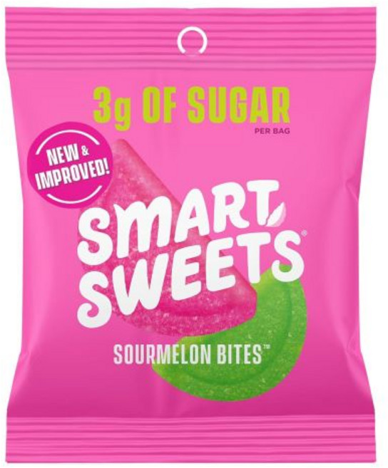 SmartSweets 타피 캔디 스마트스위트 스위트츄 1.6온스 14개입 저당 및 저칼로리 사탕 와 성인을 위한 건강 간식, 사워멜론 바이트, 1개, 45g
