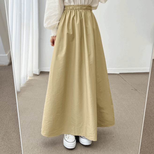 (무배 빅사이즈) 바스락 데일리 밴딩 맥시 롱 A라인 플레어 스커트 3color