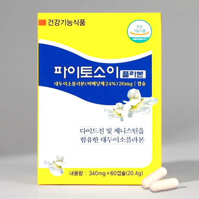 파이토소이 대두 이소플라본 식물성 천연 에스트로겐 여성 호르몬 60캡슐, 1개, 60정